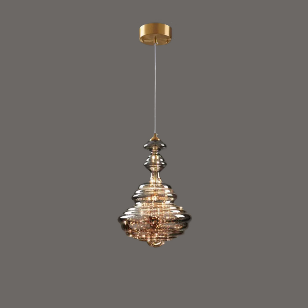 Suspension en verre et laiton Linora pour salon
