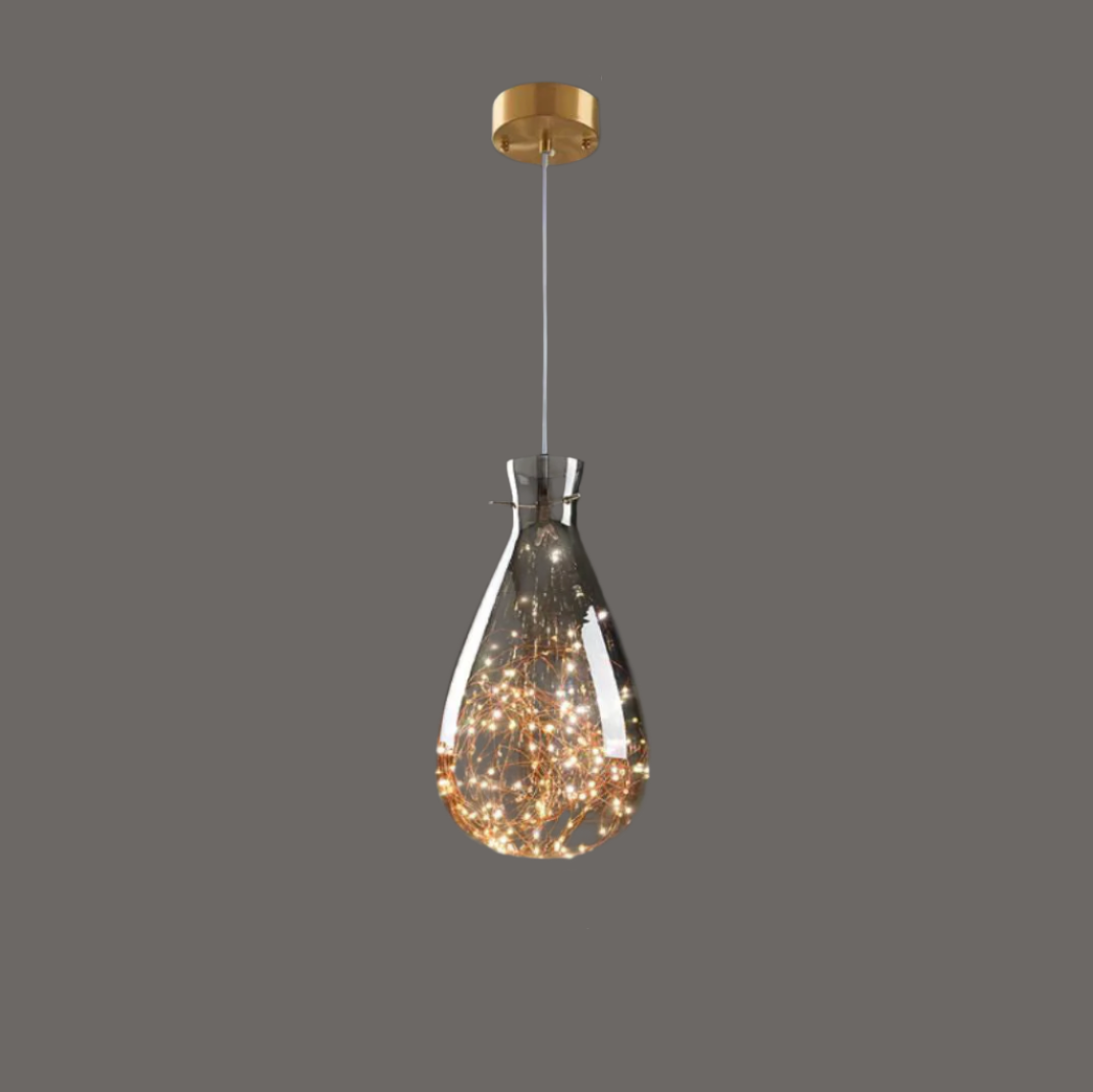Suspension en verre et laiton Linora pour salon