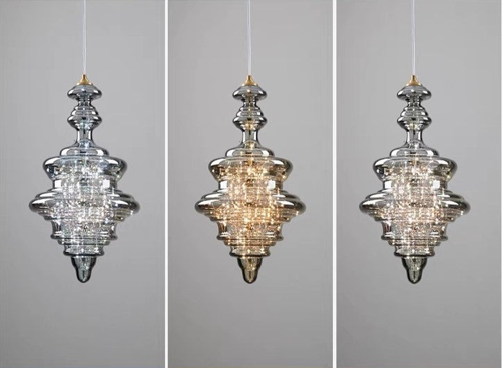 Suspension en verre et laiton Linora pour salon
