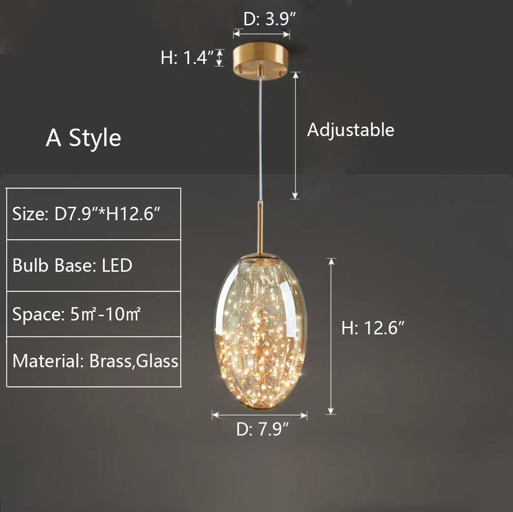Suspension en verre et laiton Linora pour salon