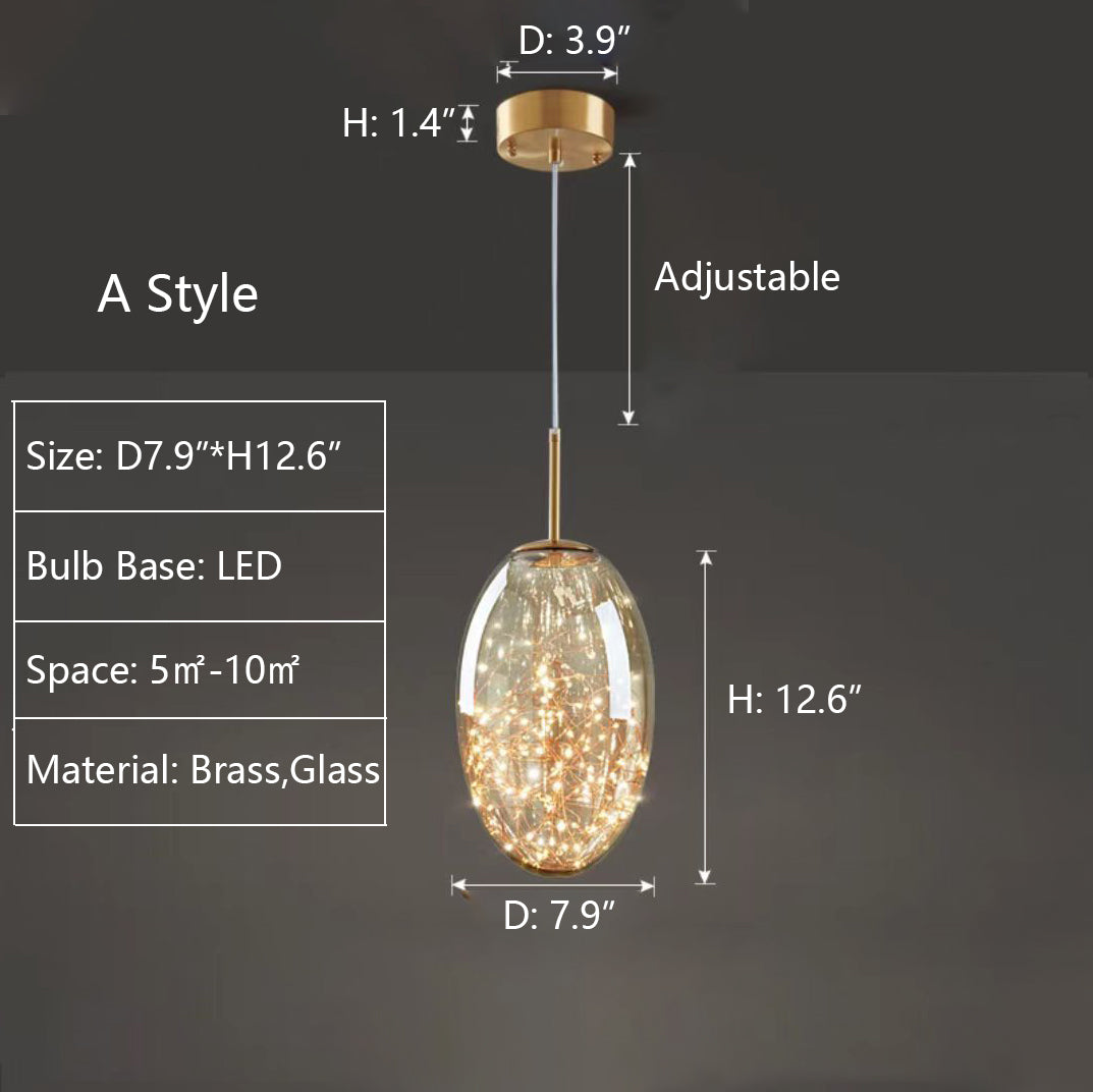 Suspension en verre et laiton Linora pour salon