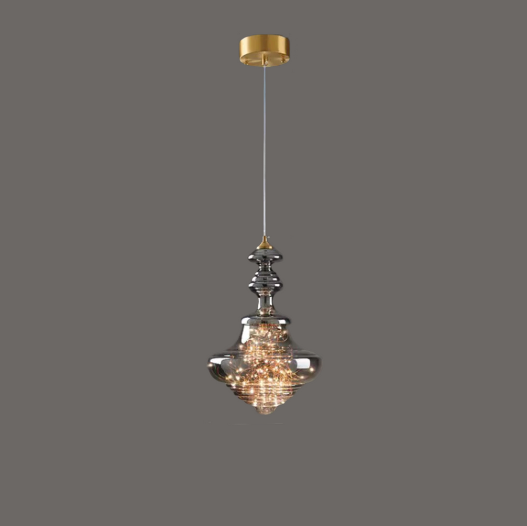 Suspension en verre et laiton Linora pour salon