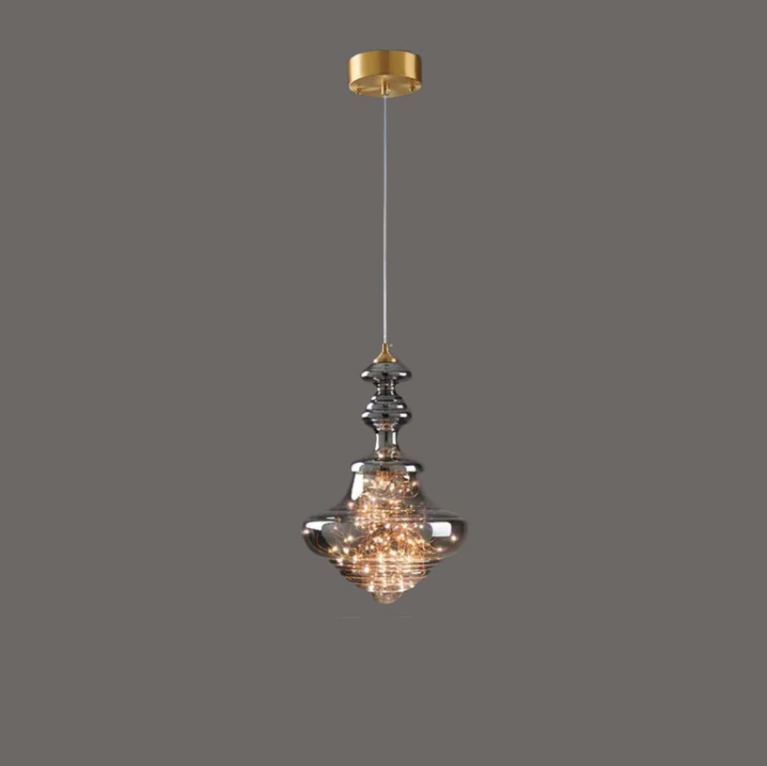 Suspension en verre et laiton Linora pour salon