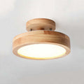Elaren Wooden LED Ceiling Light With Dimmable Beige Shade