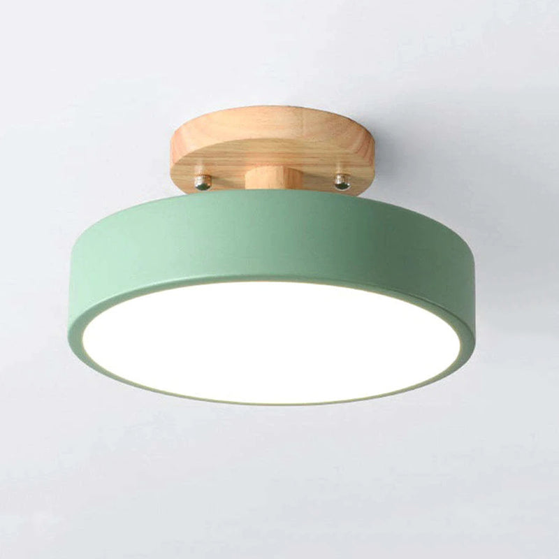 Elaren Wooden LED Ceiling Light With Dimmable Beige Shade