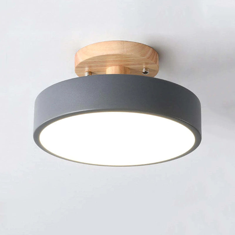 Elaren Wooden LED Ceiling Light With Dimmable Beige Shade