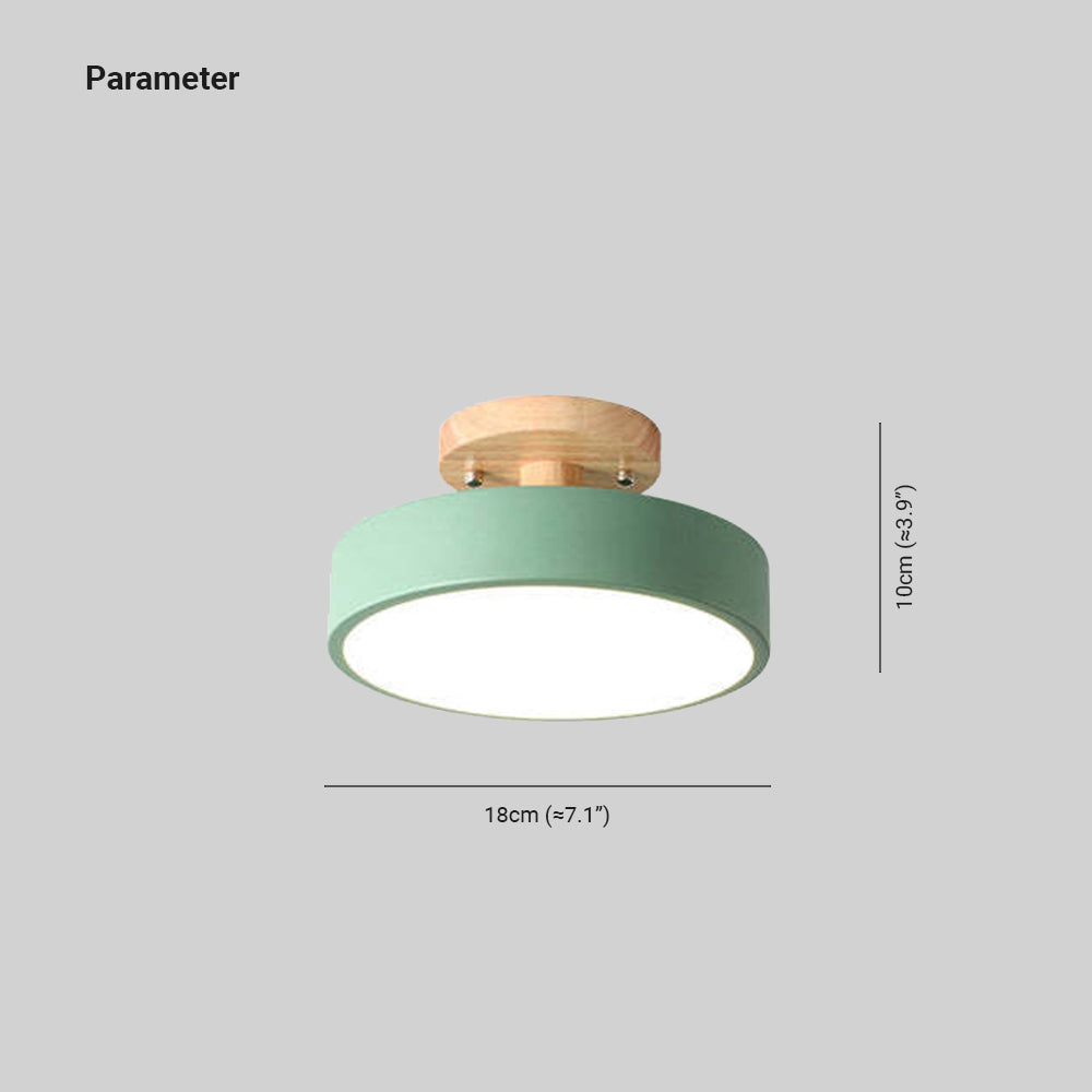 Elaren Wooden LED Ceiling Light With Dimmable Beige Shade