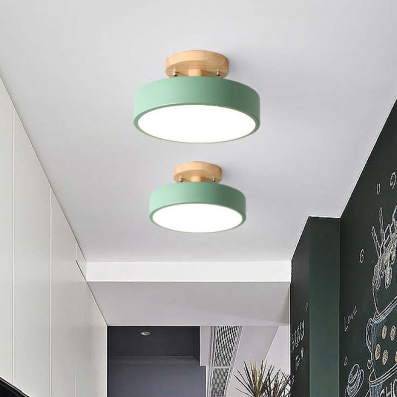 Elaren Wooden LED Ceiling Light With Dimmable Beige Shade