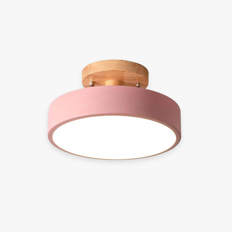 Elaren Wooden LED Ceiling Light With Dimmable Beige Shade