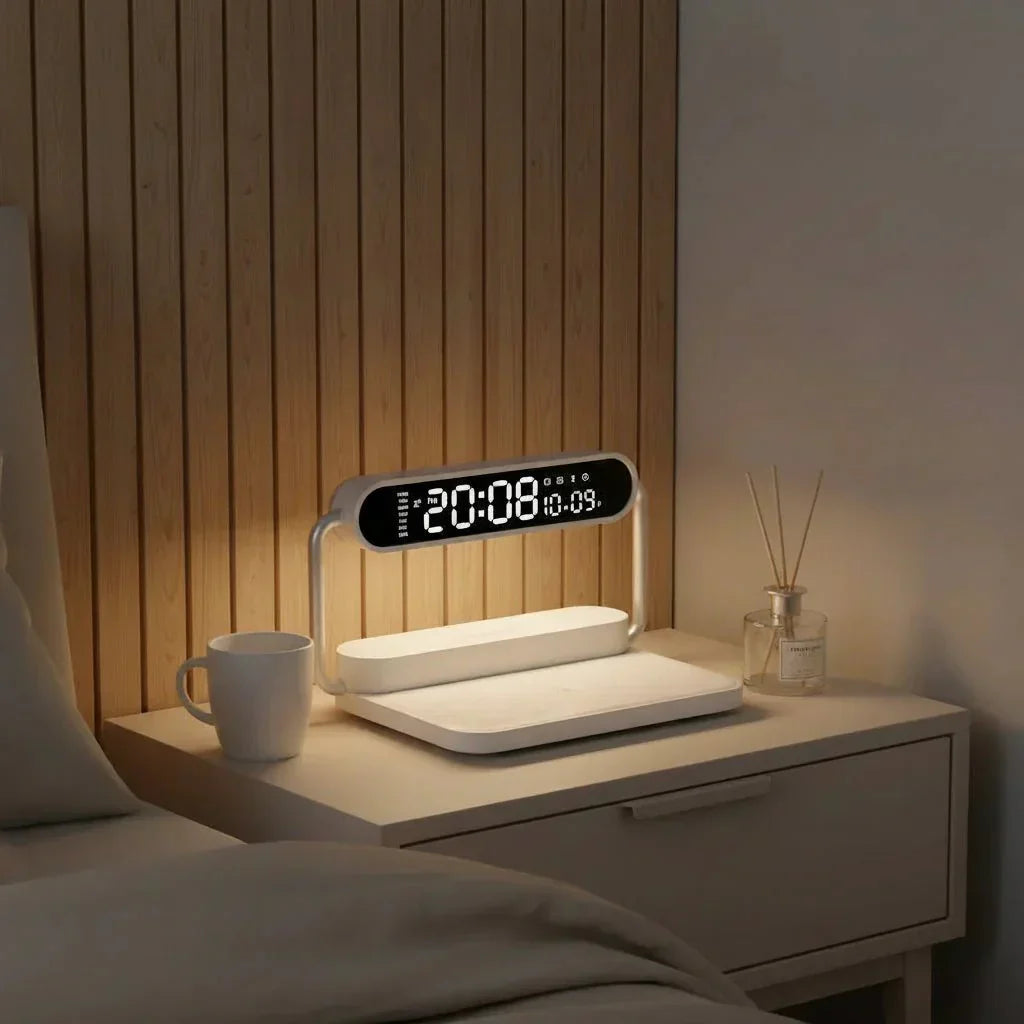 GLOWCLOCK All-In-One Alarm Clock With Wireless Charging And Night Light