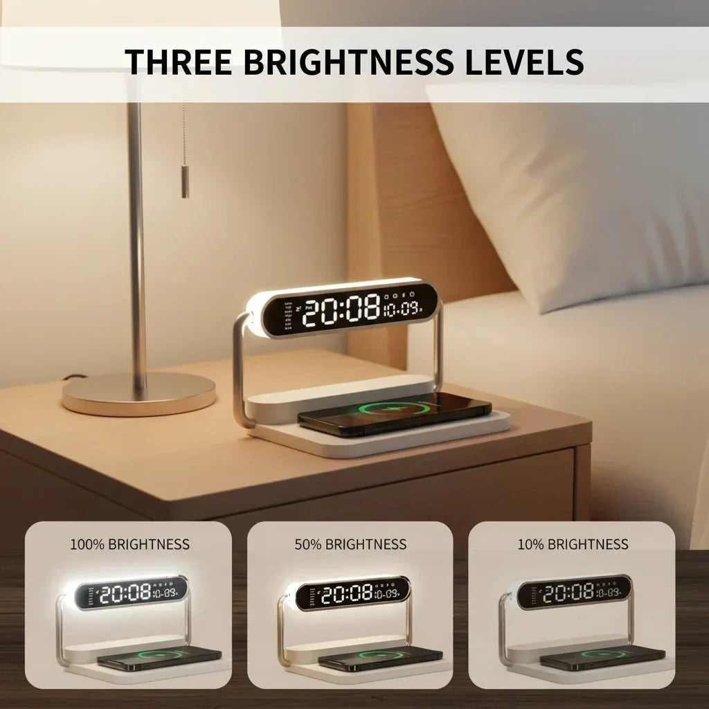 GLOWCLOCK All-In-One Alarm Clock With Wireless Charging And Night Light