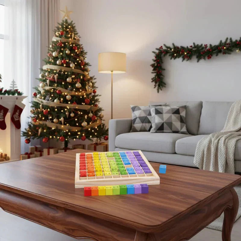 Tablero de multiplicación de 99 casillas colorido de madera no tóxica BrightPath Montessori para niños | compagnien