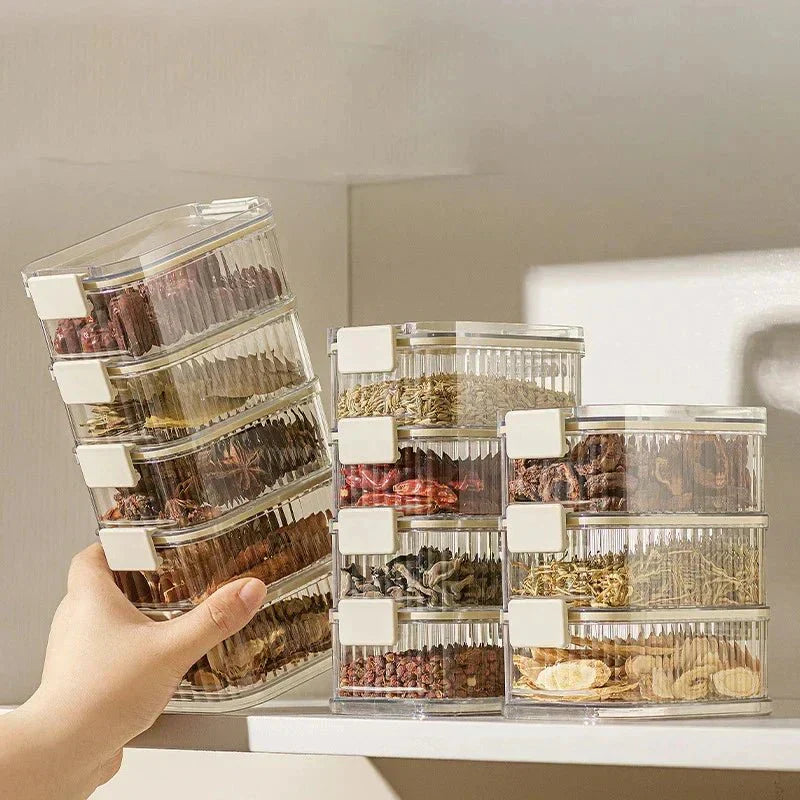 Stackable Multilayer Spice Containers for Freshness Home Cooks by AromaGuard