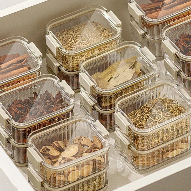 Stackable Multilayer Spice Containers for Freshness Home Cooks by AromaGuard