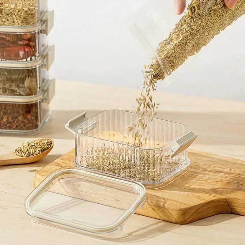 Stackable Multilayer Spice Containers for Freshness Home Cooks by AromaGuard