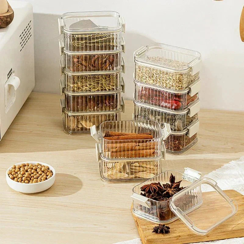 Stackable Multilayer Spice Containers for Freshness Home Cooks by AromaGuard