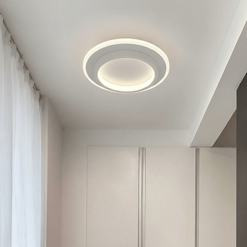 Luminária de Teto Metálica Multi-Camadas, Montagem Rasa de 12 Polegadas, Design Circular