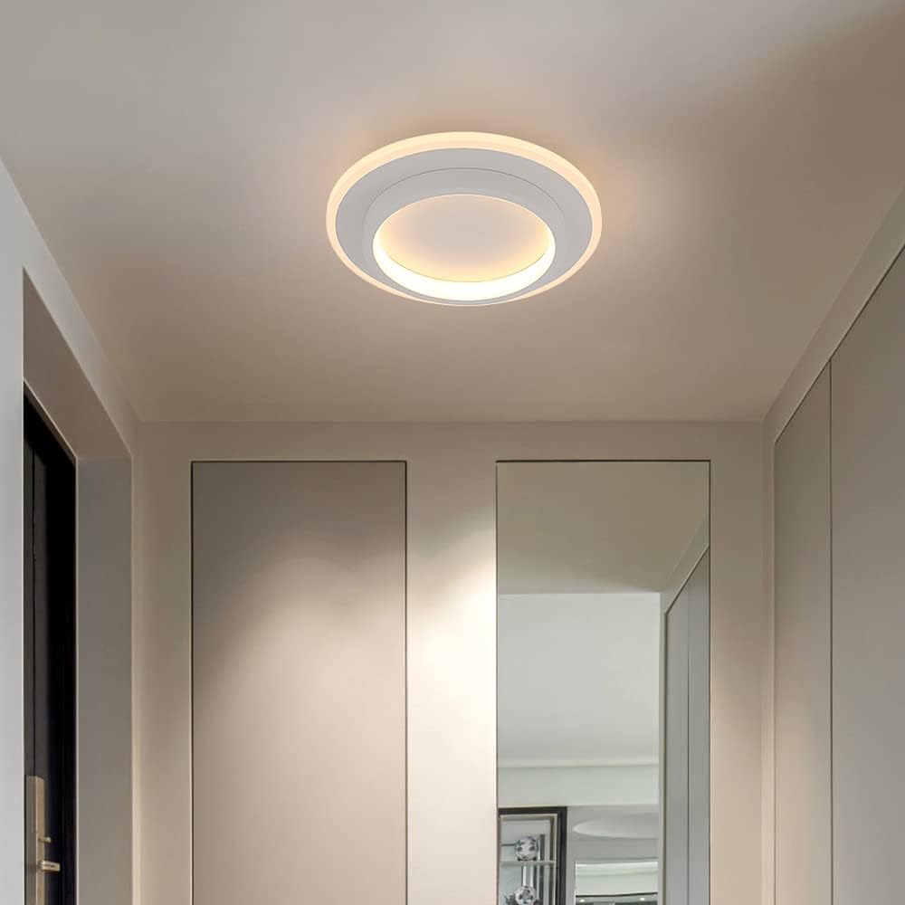 Luminária de Teto Metálica Multi-Camadas, Montagem Rasa de 12 Polegadas, Design Circular