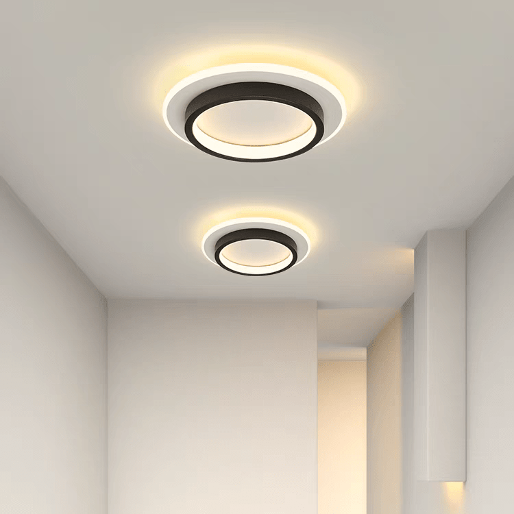 Luminária de Teto Metálica Multi-Camadas, Montagem Rasa de 12 Polegadas, Design Circular
