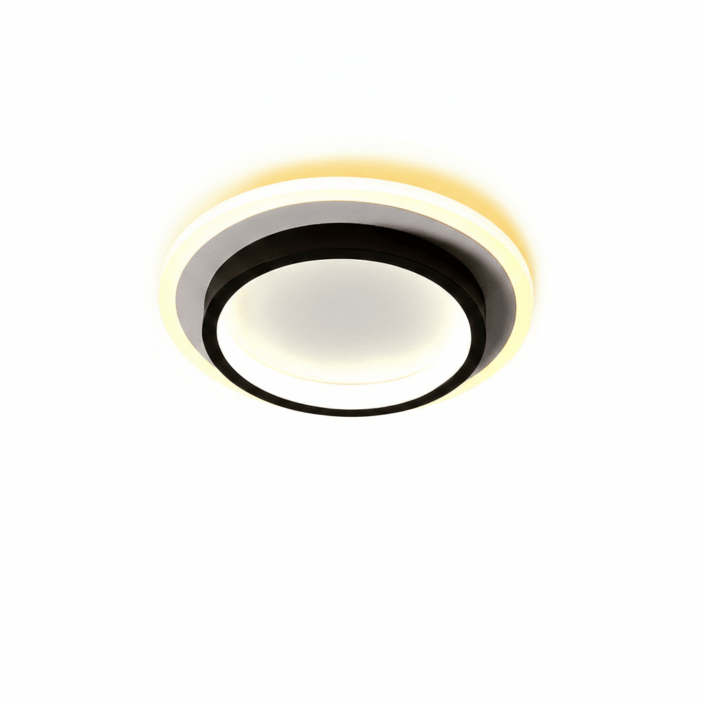 Luminária de Teto Metálica Multi-Camadas, Montagem Rasa de 12 Polegadas, Design Circular