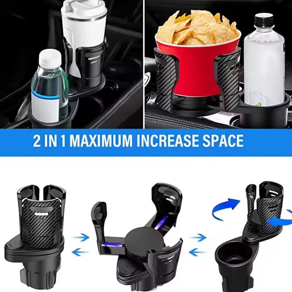 CupNest Duo Double Cup Holder For Cars 360 Degree Swivel Effortless Driving