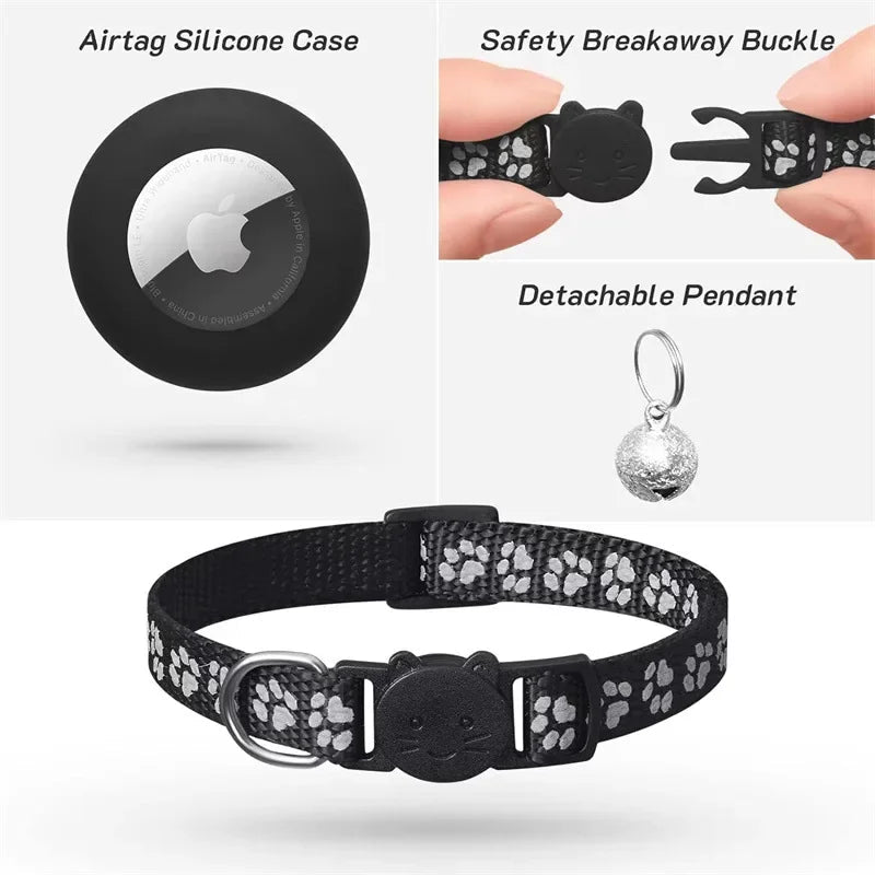 Collare riflettente PurrGuard per gatti con supporto AirTag e campanellino