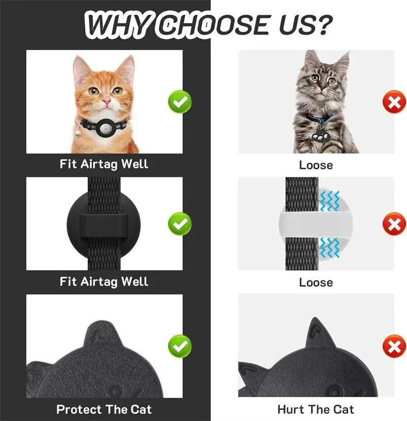 Collare riflettente PurrGuard per gatti con supporto AirTag e campanellino