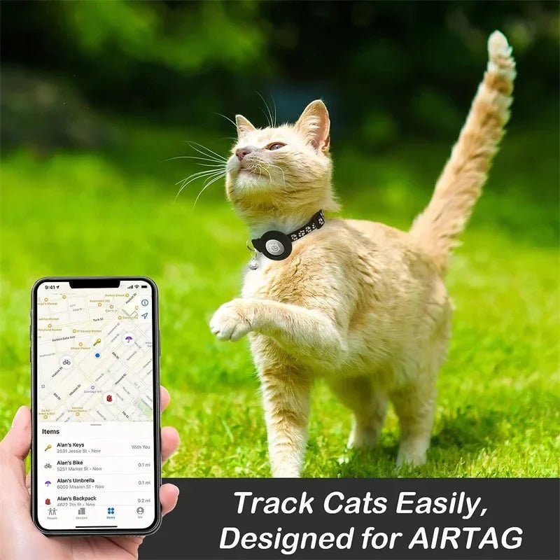Collare riflettente PurrGuard per gatti con supporto AirTag e campanellino