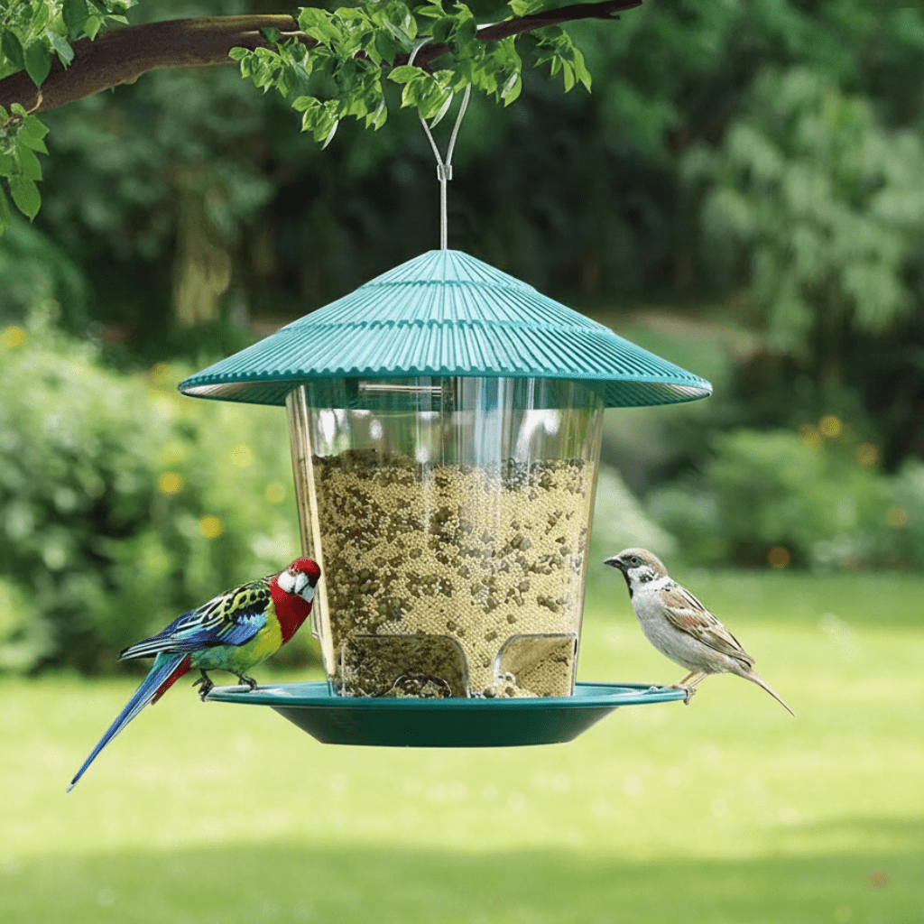 FeatherFlow Automatic Bird Feeder With Multi Hole Nut Dispenser For Backyards