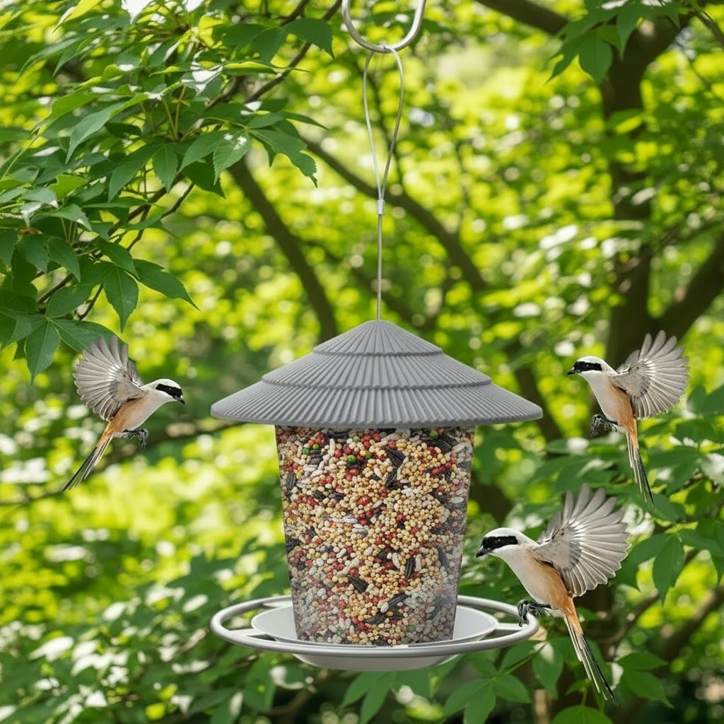 FeatherFlow Automatic Bird Feeder With Multi Hole Nut Dispenser For Backyards