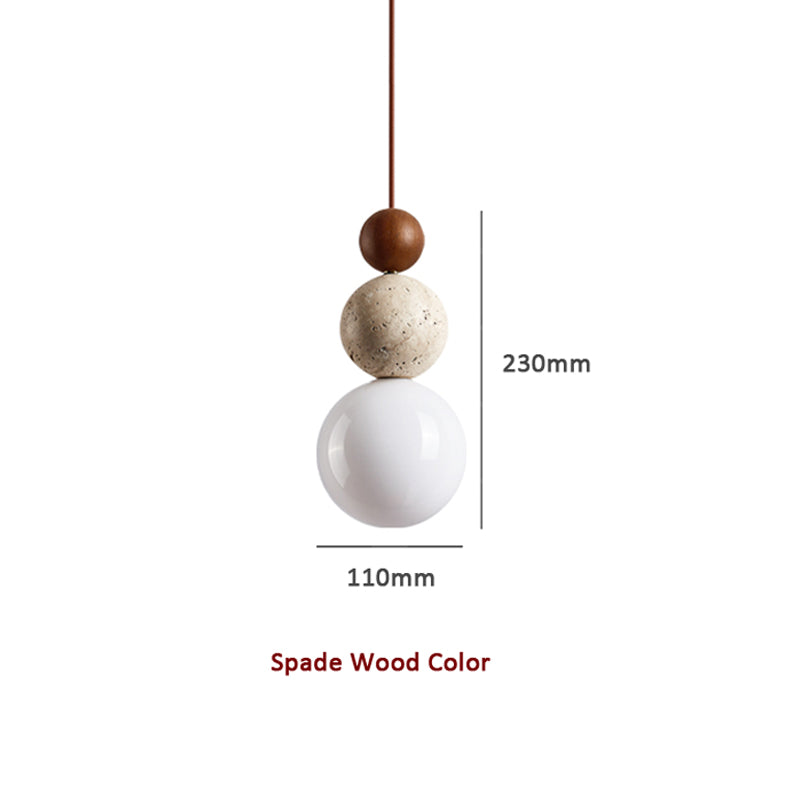 Lomera Travertine Lava Stone Pendant Light With Wood