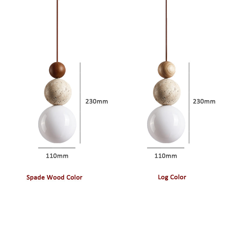 Lomera Travertine Lava Stone Pendant Light With Wood