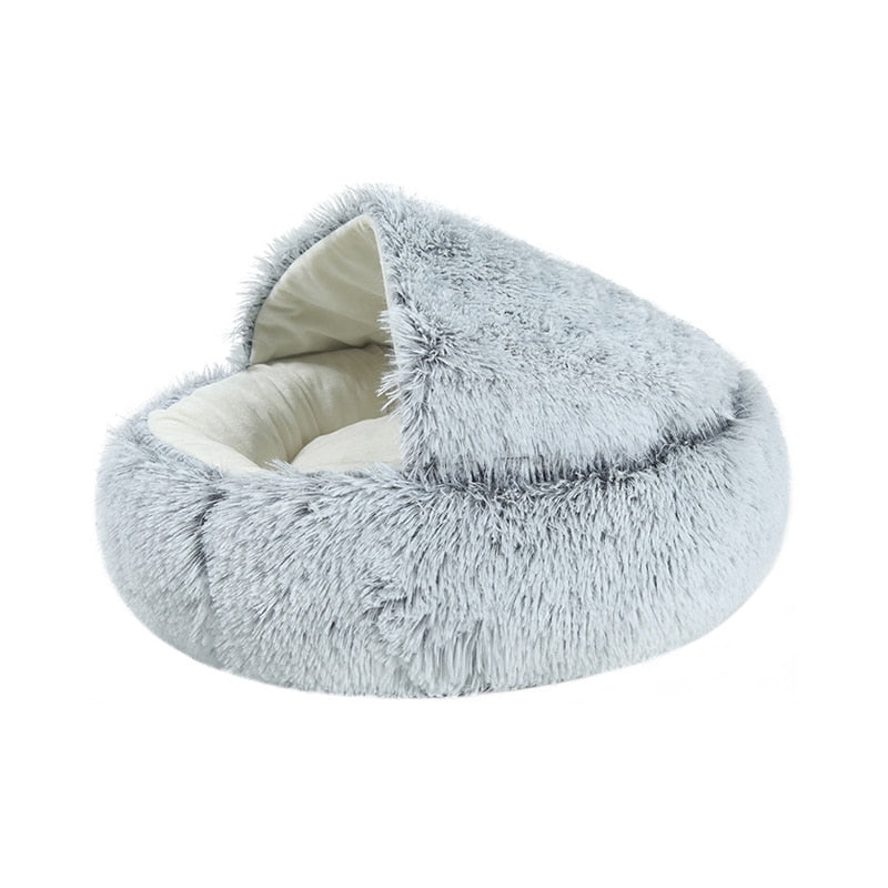 Yuvarlak Peluş Rahatlatıcı Köpek/Kedi Mağara Yatağı