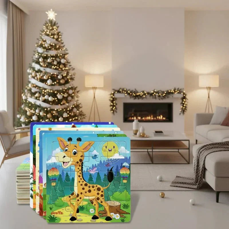 NovaNest 3D fa puzzle kisgyermekeknek: Állatok és járművek, finommotoros készségek fejlesztésére