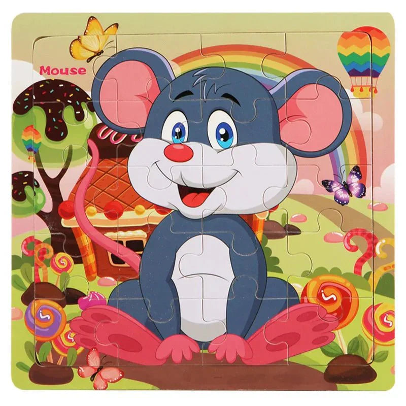 NovaNest 3D fa puzzle kisgyermekeknek: Állatok és járművek, finommotoros készségek fejlesztésére