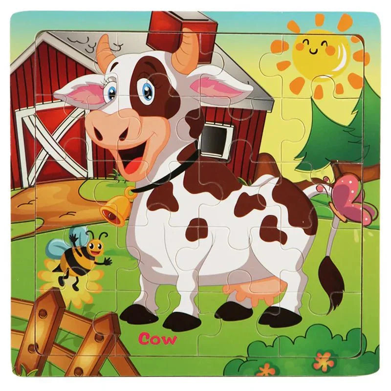 NovaNest 3D fa puzzle kisgyermekeknek: Állatok és járművek, finommotoros készségek fejlesztésére