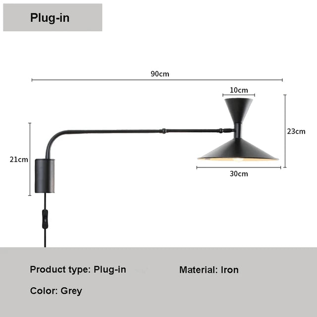 Asteria Nordic Swing Sleek Wall Light With Swivel Arm