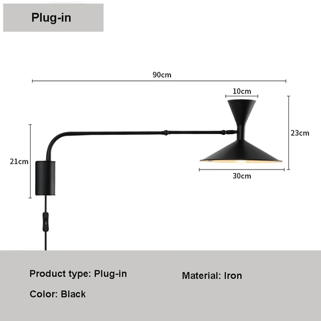 Asteria Nordic Swing Sleek Wall Light With Swivel Arm