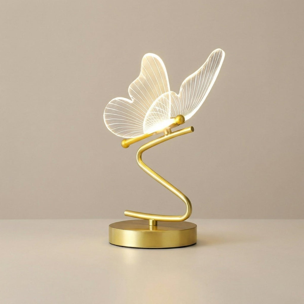 Lampă de masă Nordic Butterfly cu sticlă și metal, 16 inch