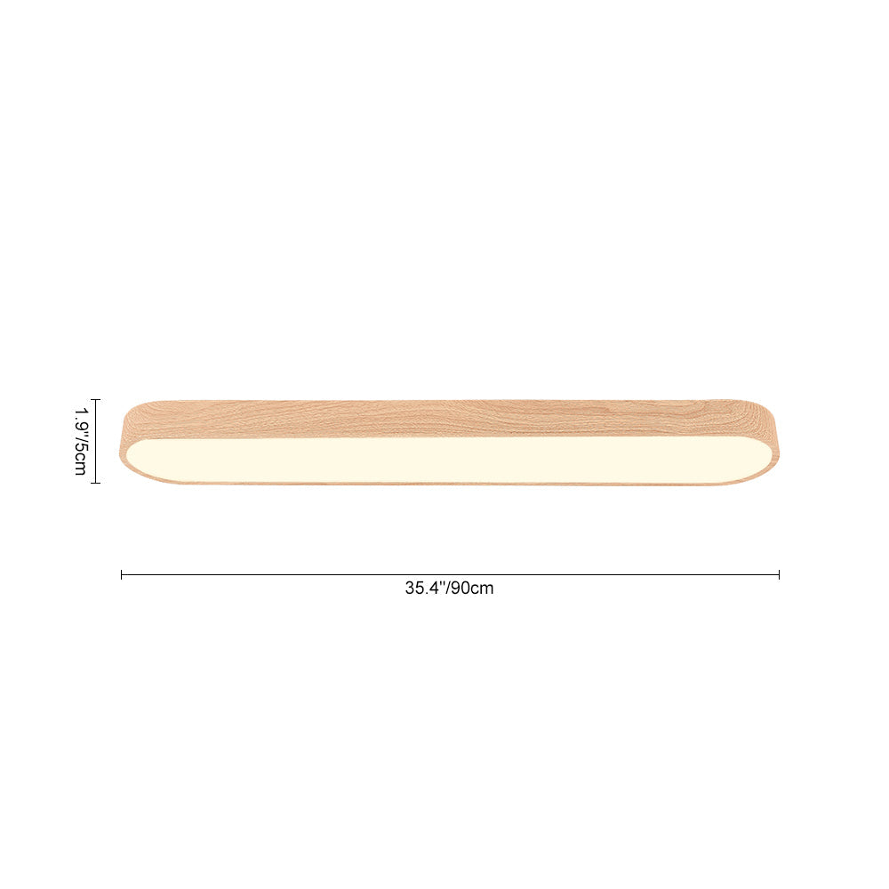 Nordic Glow LED Ceiling Flush Mount Oval with Wood Accent