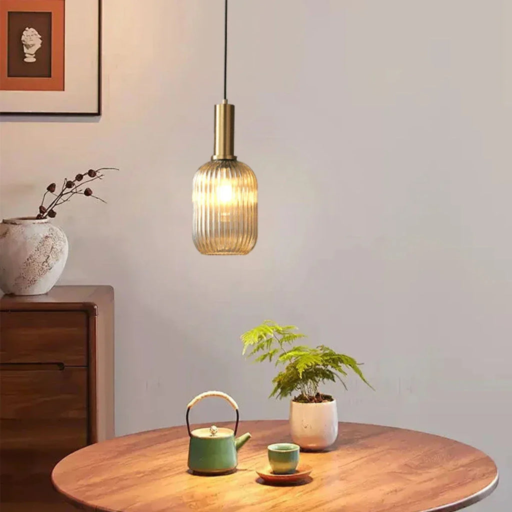 Nordic Vintage Glass Striped Pendeant Light - Orntli