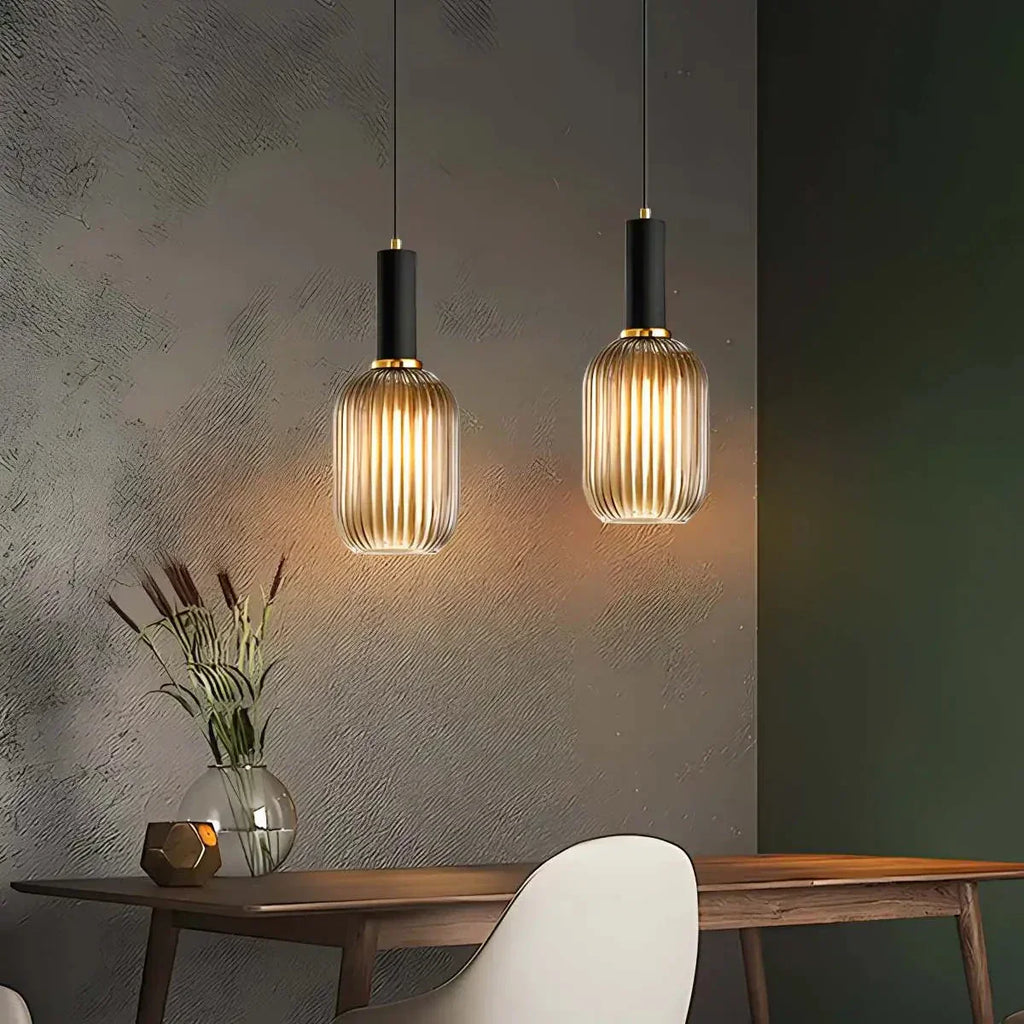 Nordic Vintage Glass Striped Pendeant Light - Orntli