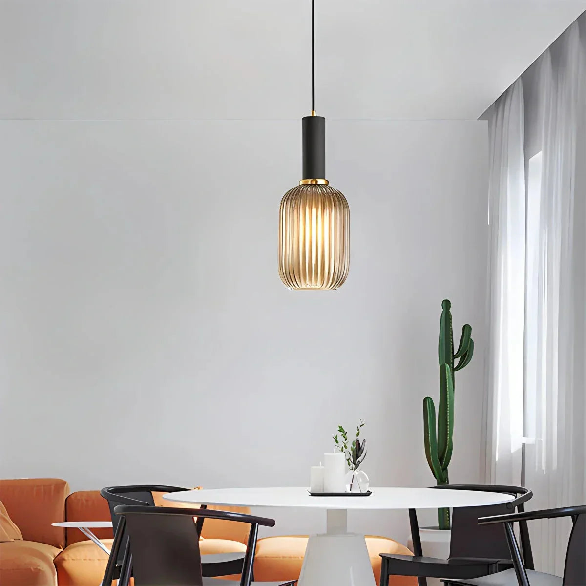 Nordic Vintage Glass Striped Pendeant Light - Orntli