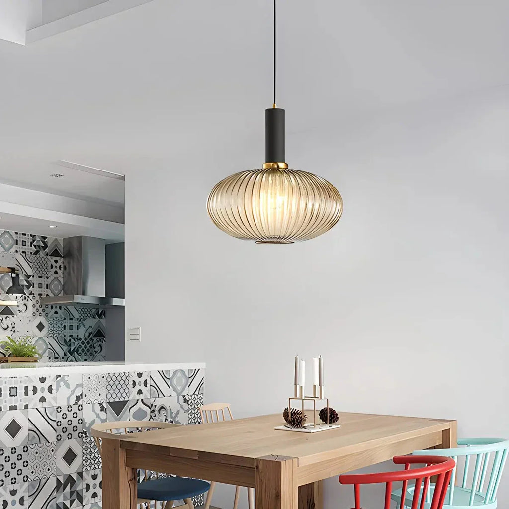 Nordic Vintage Glass Striped Pendeant Light - Orntli