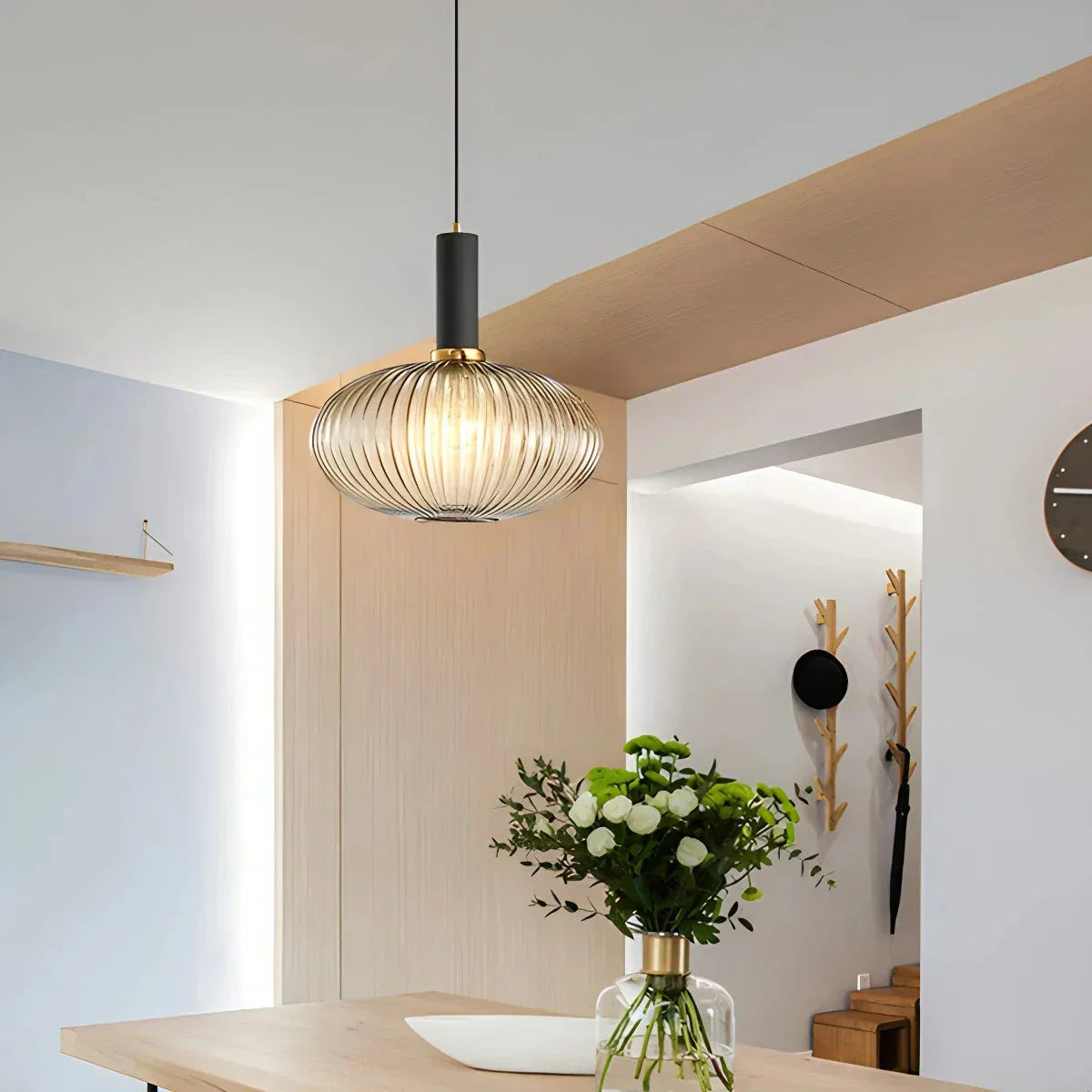 Nordic Vintage Glass Striped Pendeant Light - Orntli