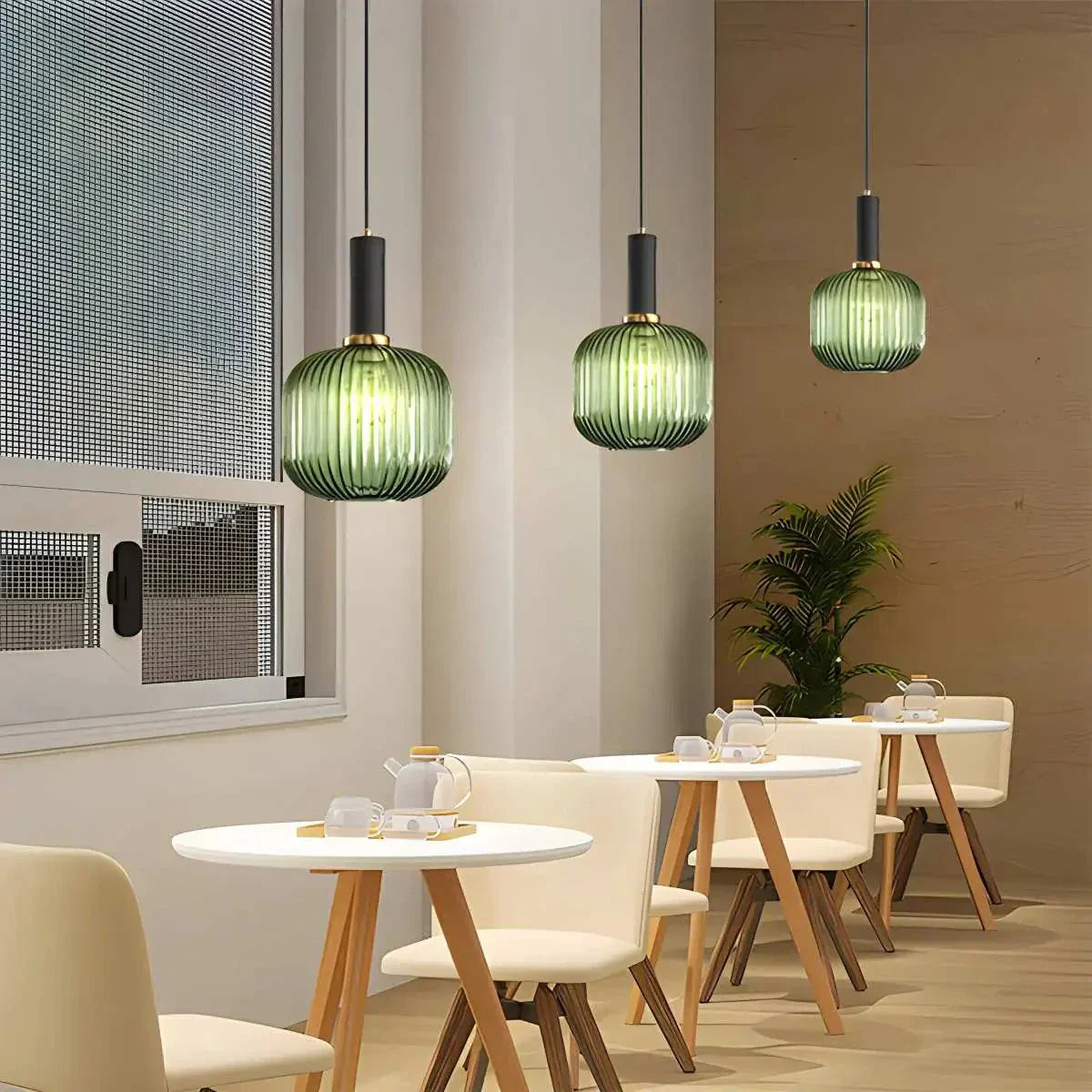 Nordic Vintage Glass Striped Pendeant Light - Orntli