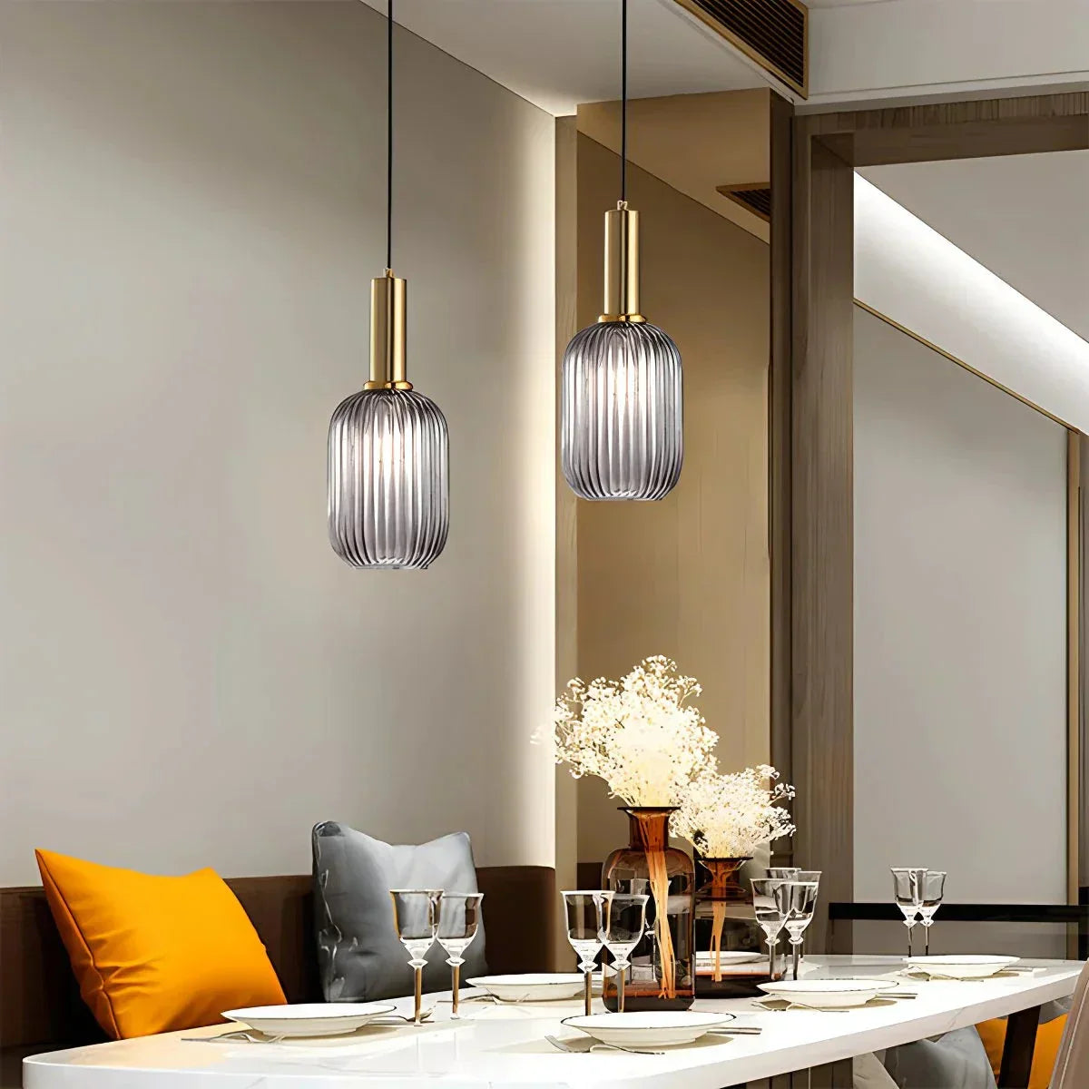 Nordic Vintage Glass Striped Pendeant Light - Orntli