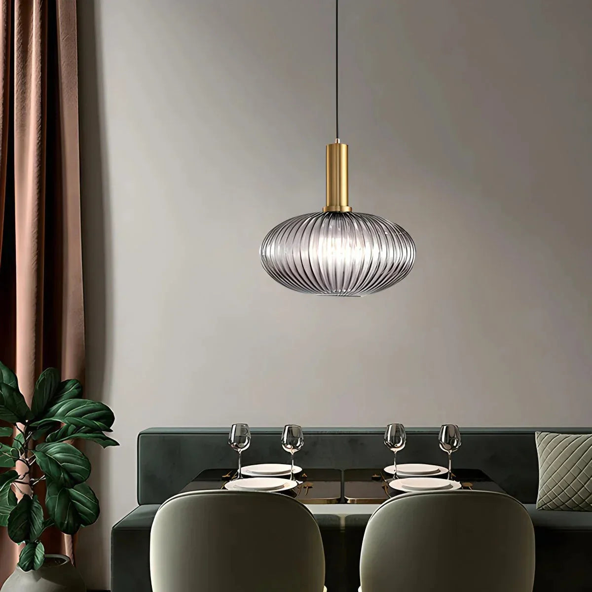 Nordic Vintage Glass Striped Pendeant Light - Orntli