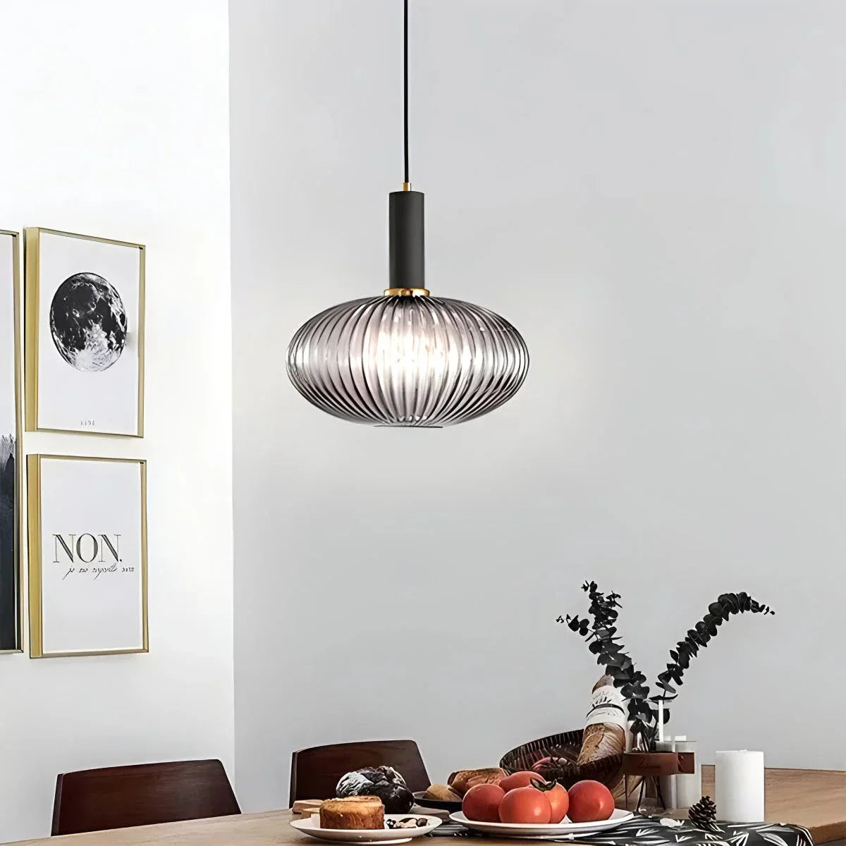 Nordic Vintage Glass Striped Pendeant Light - Orntli