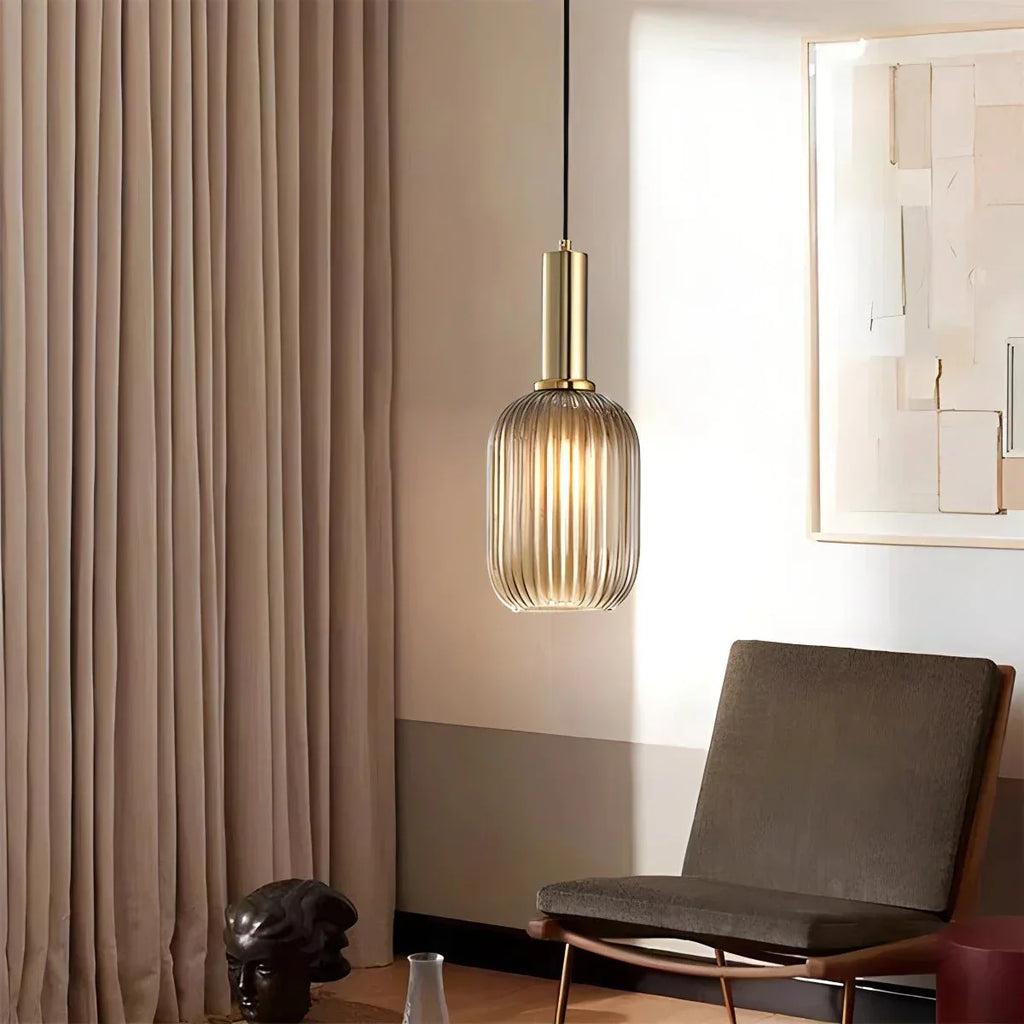 Nordic Vintage Glass Striped Pendeant Light - Orntli